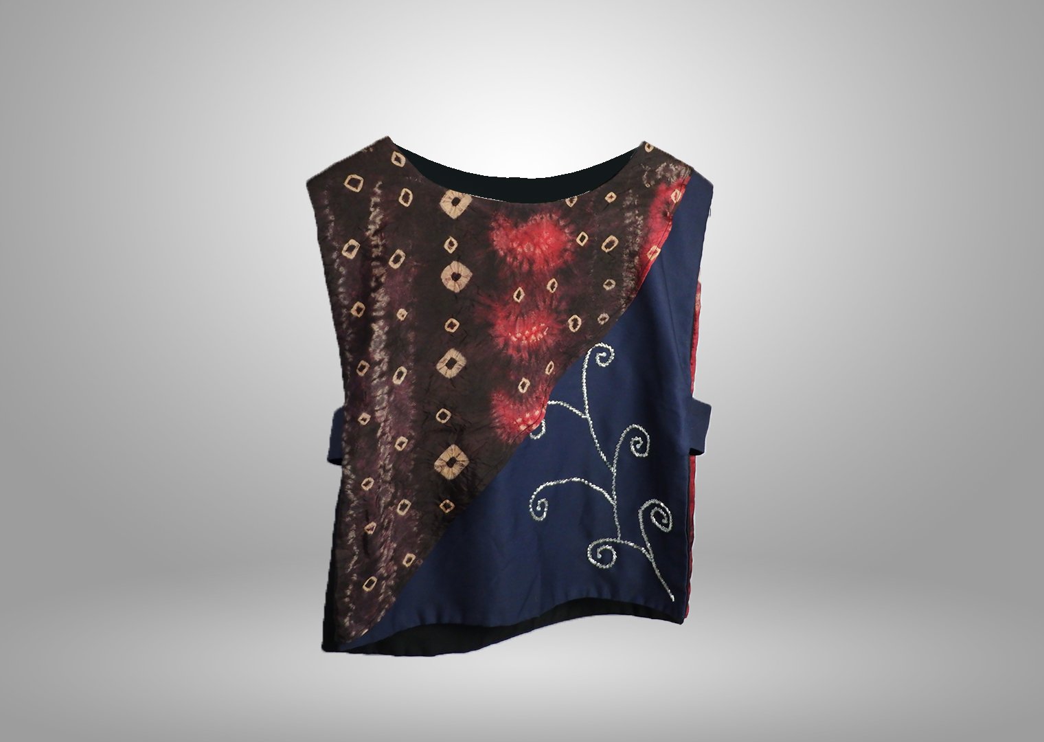 Vest Kombinasi Jumputan Sulam