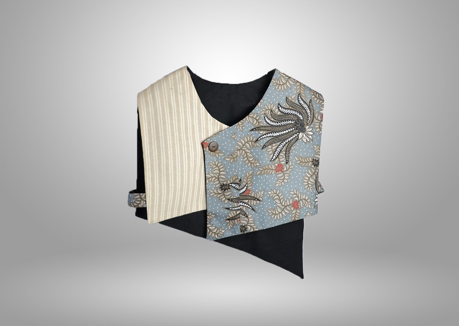 Vest Kombinasi Batik Pendek