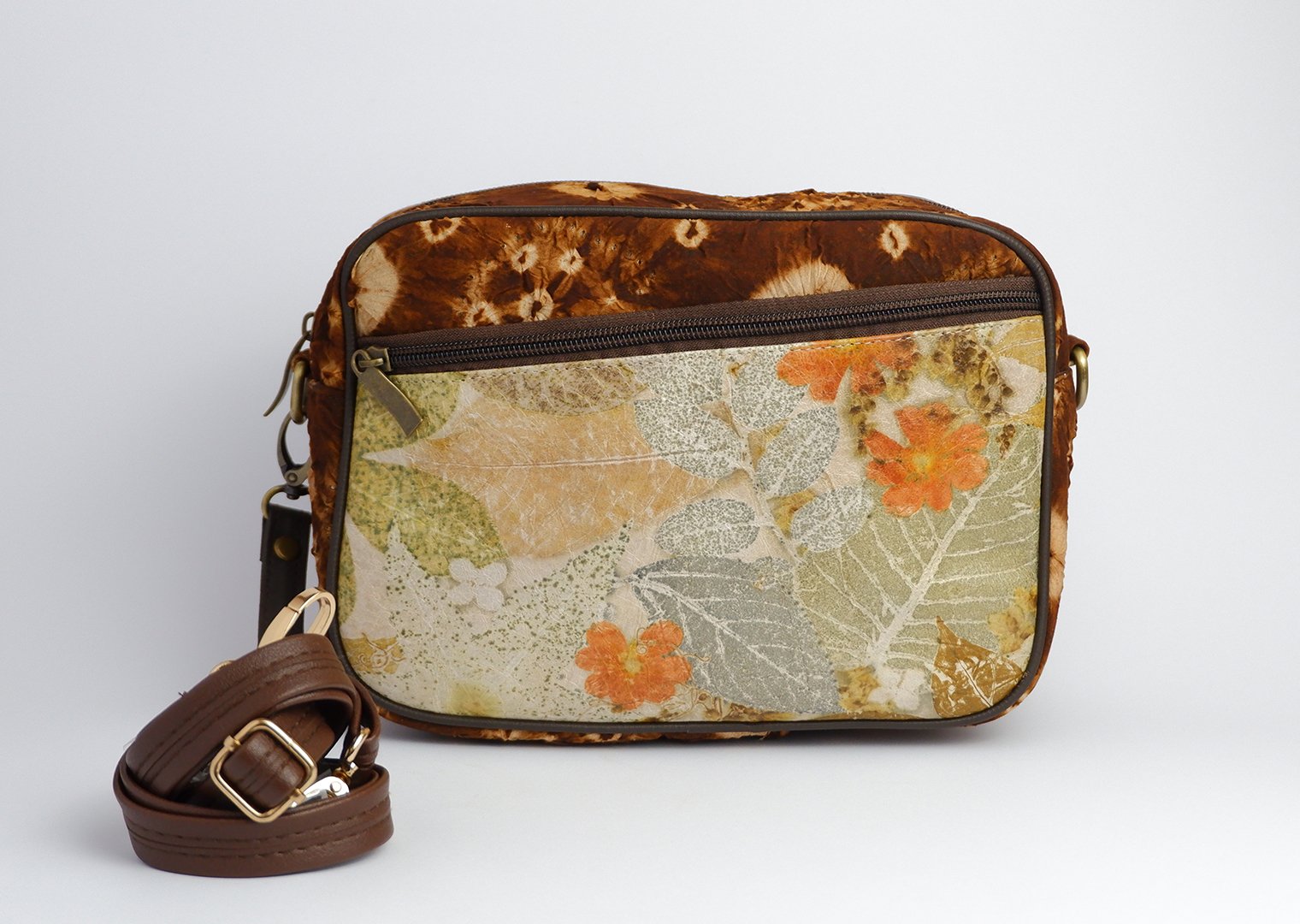 Pouch Gambo Kombinasi Ecoprint Resleting depan