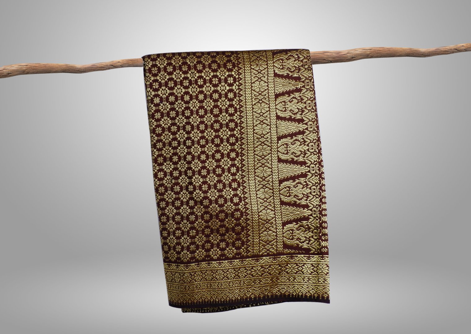 Songket Khas Palembang Maroon Gold