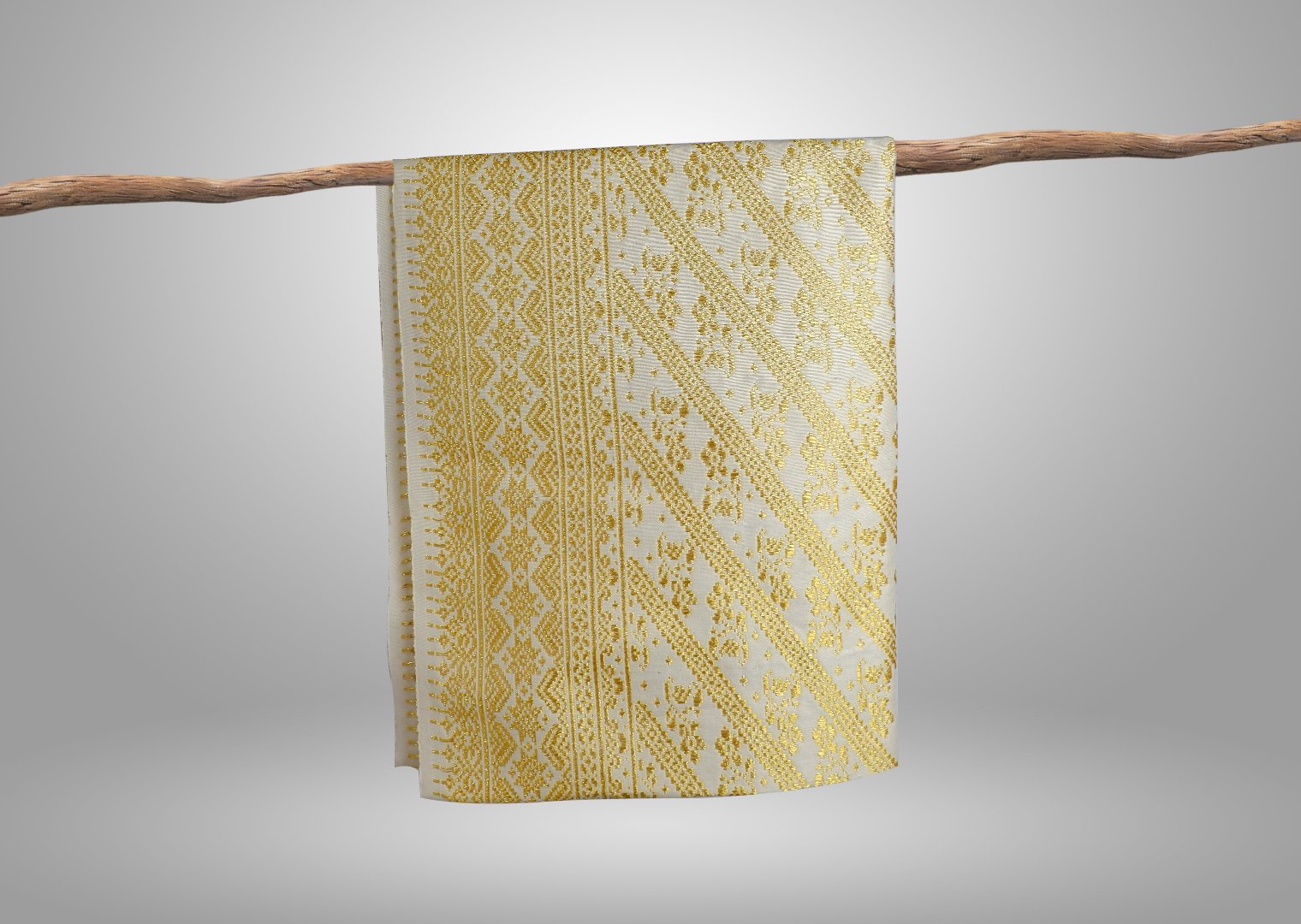 Songket Khas Palembang Putih Gold