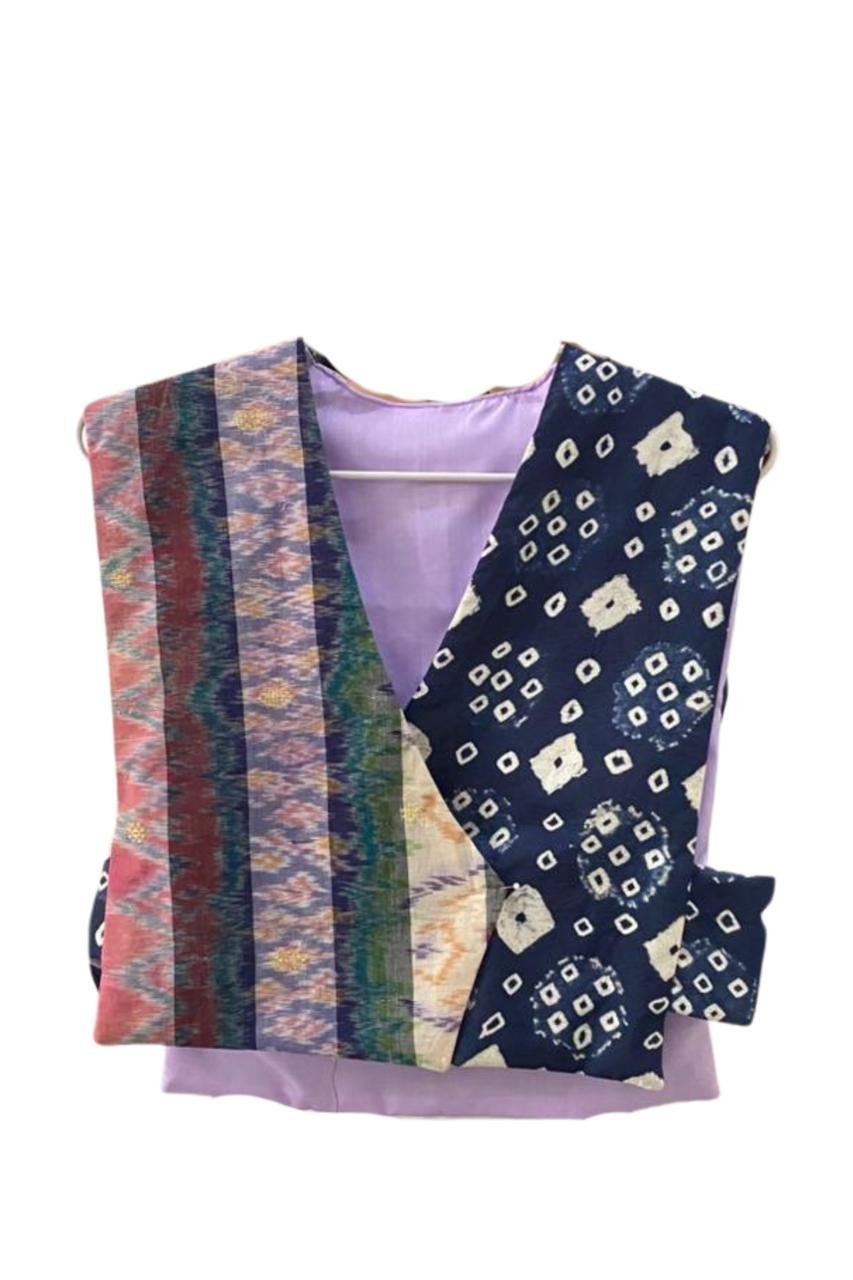 Vest Blongket Mix Jumputa Titik Tujuh Biru